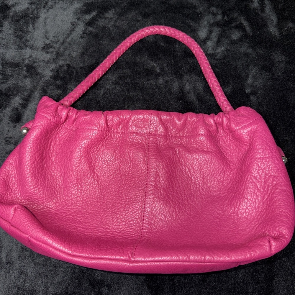 Elliot Lucca Hot Pink Pebbled Leather‎ Shoulder Bag Designer Luxury